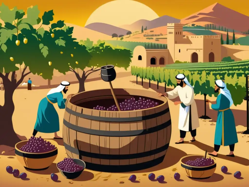 Antigua producción de vino en Medio Oriente: tradición y cultura Un antiguo escenario de vinificación en Oriente Medio evoca historia y tradición