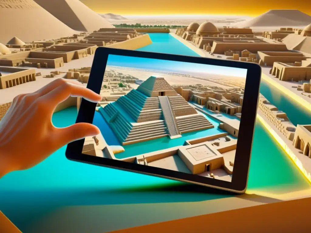 Descubre la arqueología del Medio Oriente con herramientas digitales en una reconstrucción 3D de una antigua ciudad mesopotámica en sepia