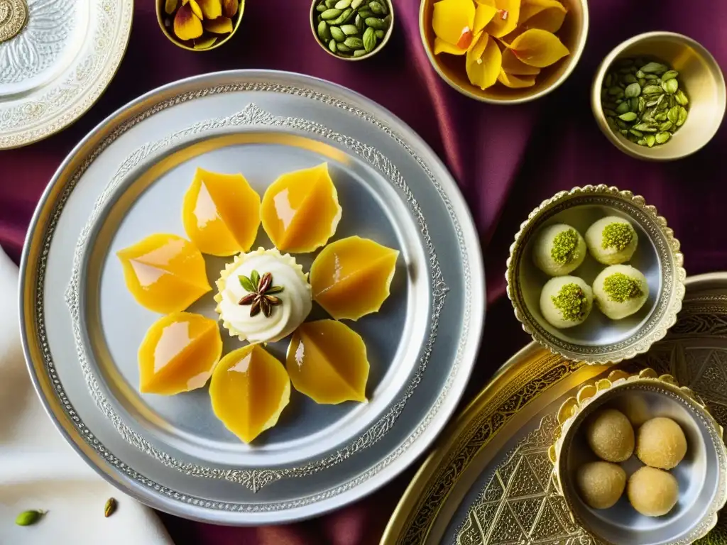 Deliciosos postres tradicionales de la cultura persa en elegante presentación