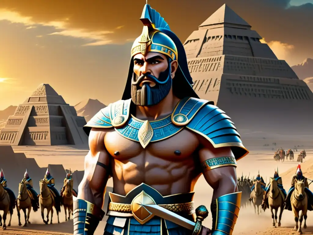 Ilustración sepia detallada del poema épico Gilgamesh, rey sumerio, con su leal Enkidu, mirando la civilización de Uruk