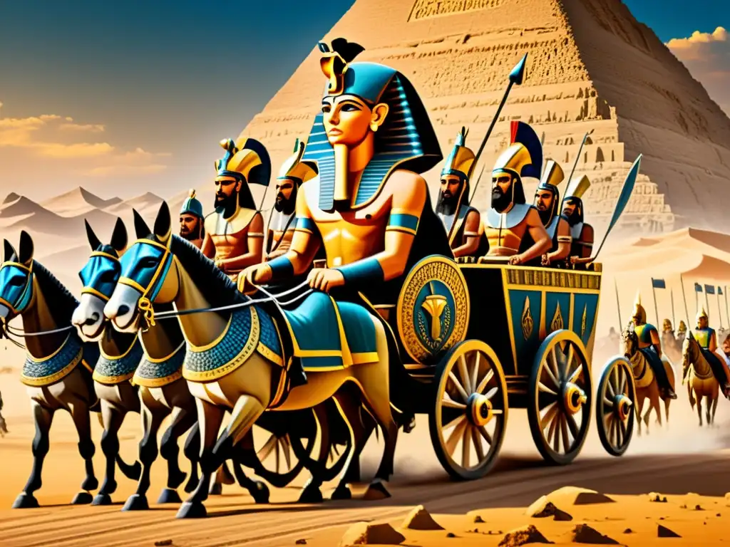 Batalla de Qadesh: Ramses II y Hittitas en preparación Ilustración sepia detallada de la preparación de fuerzas egipcias y hititas para la Batalla de Qadesh historia militar