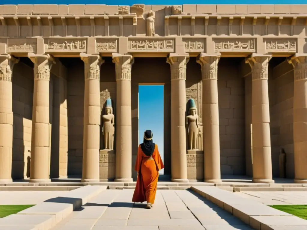 Detalle sepia del majestuoso Palacio de Apadana en Persépolis, reflejando la influencia del Imperio Persa en el antiguo Egipto