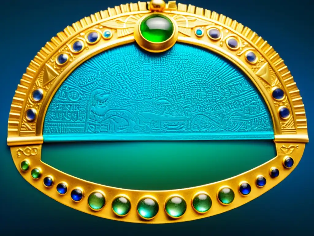 Diadema dorada egipcia: artesanía ancestral Una diadema dorada antigua de Egipto con detalles intrincados y piedras preciosas, evocando elegancia y significado histórico