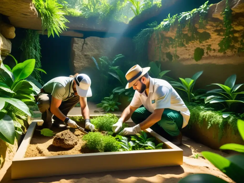 Excavación experta en Jardines Colgantes: descubriendo reliquias antiguas Exploración arqueológica en los exuberantes Jardines Colgantes, donde expertos descubren antiguos tesoros con delicadeza