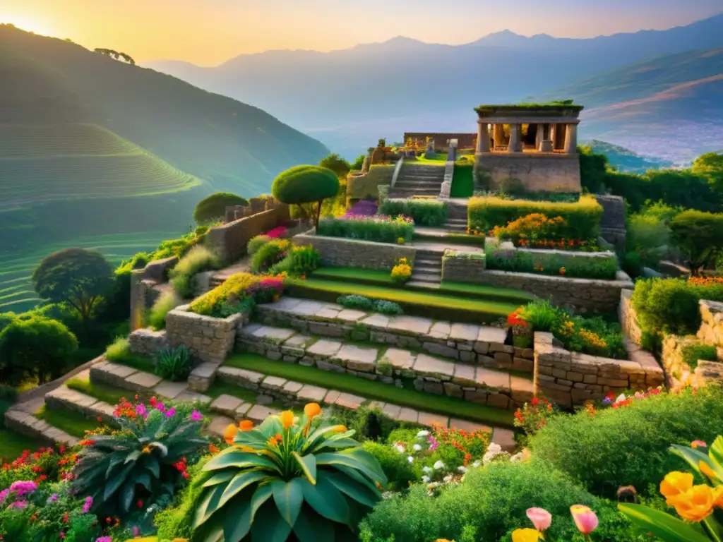 Misterio en Jardín Colgante: Exploración Arqueológica al Atardecer Exploración arqueológica en los jardines colgantes al atardecer