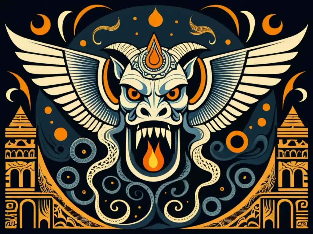 Portal de demonios sumerios: terror y misticismo ancestral Un grupo de demonios sumerios y monstruos emergen de portales en un paisaje misterioso