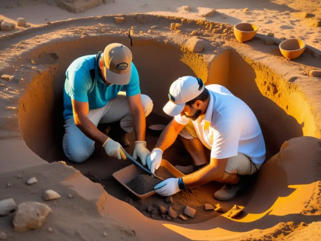 Excavación de Artefactos Fenicios al Atardecer Descubre la magia de las exploraciones arqueológicas en el origen fenicio
