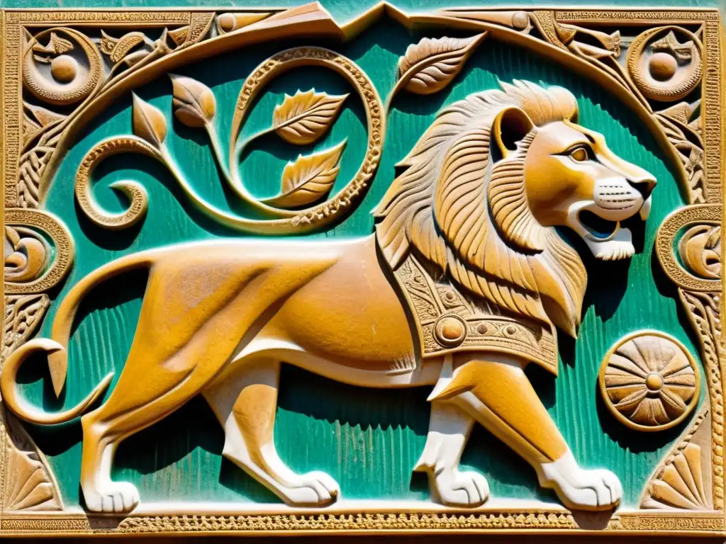 Relieve elamita de un majestuoso león simbolizando fuerza y realeza