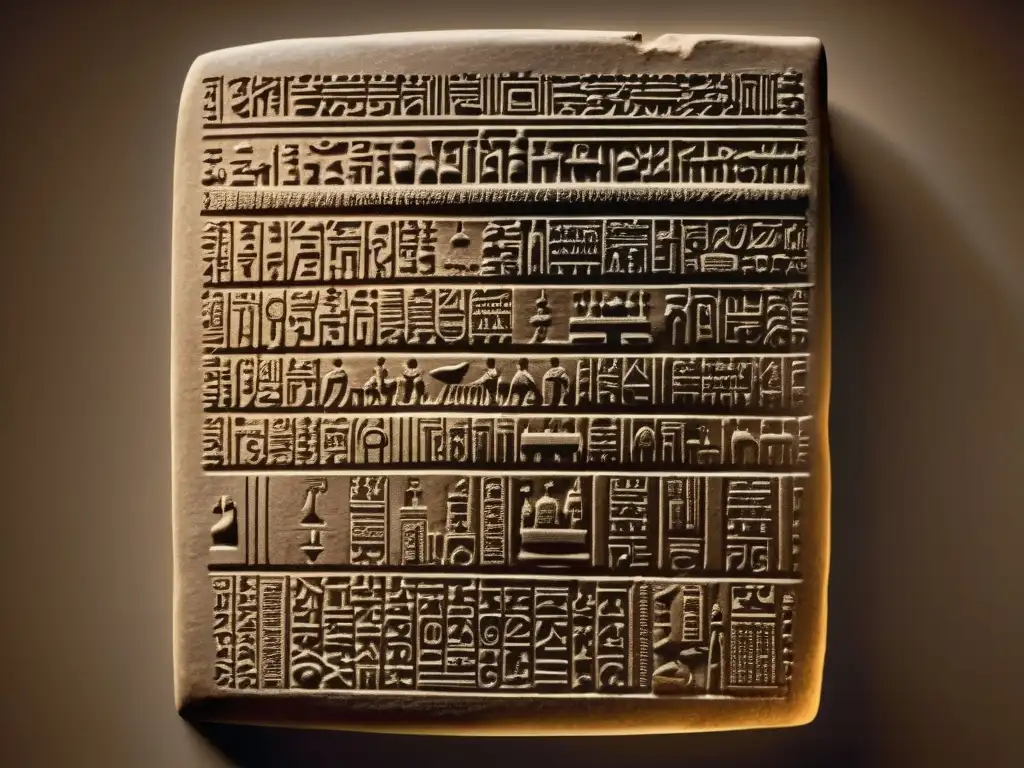 Tableta de arcilla del Código de Hammurabi con inscripciones cuneiformes, resaltando el circuito legal antigua Babilonia