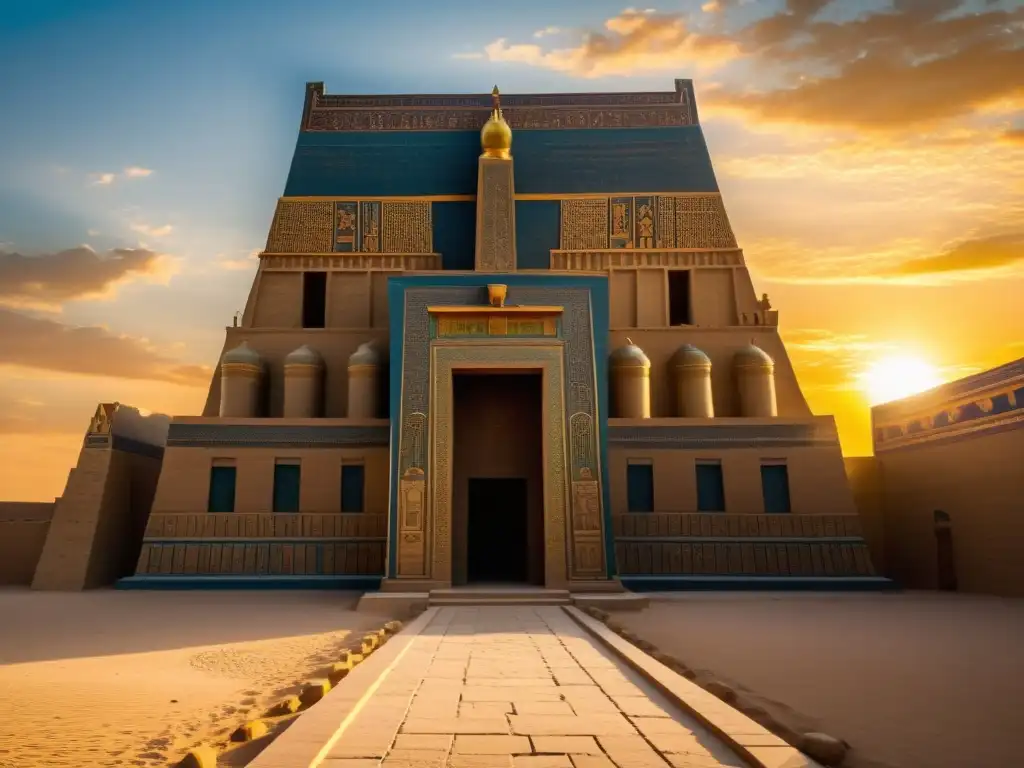 Templo grandioso en Babilonia dedicado a Marduk, dios de la ciudad, con sacerdotes en procesión